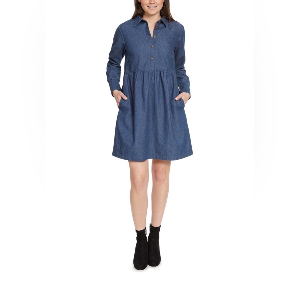 Nine West Long Sleeve Denim Dress